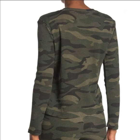 RDI Olive Green Camo T shirt Crew Neck Long Sleeves Waffle Knit M - Picture 2 of 7